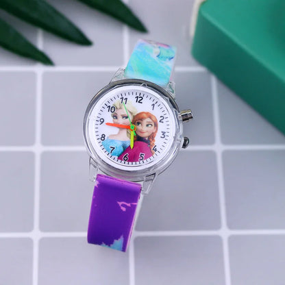 Kids Frozen Elsa & Anna Light-Up Watch Girls Silicone Strap