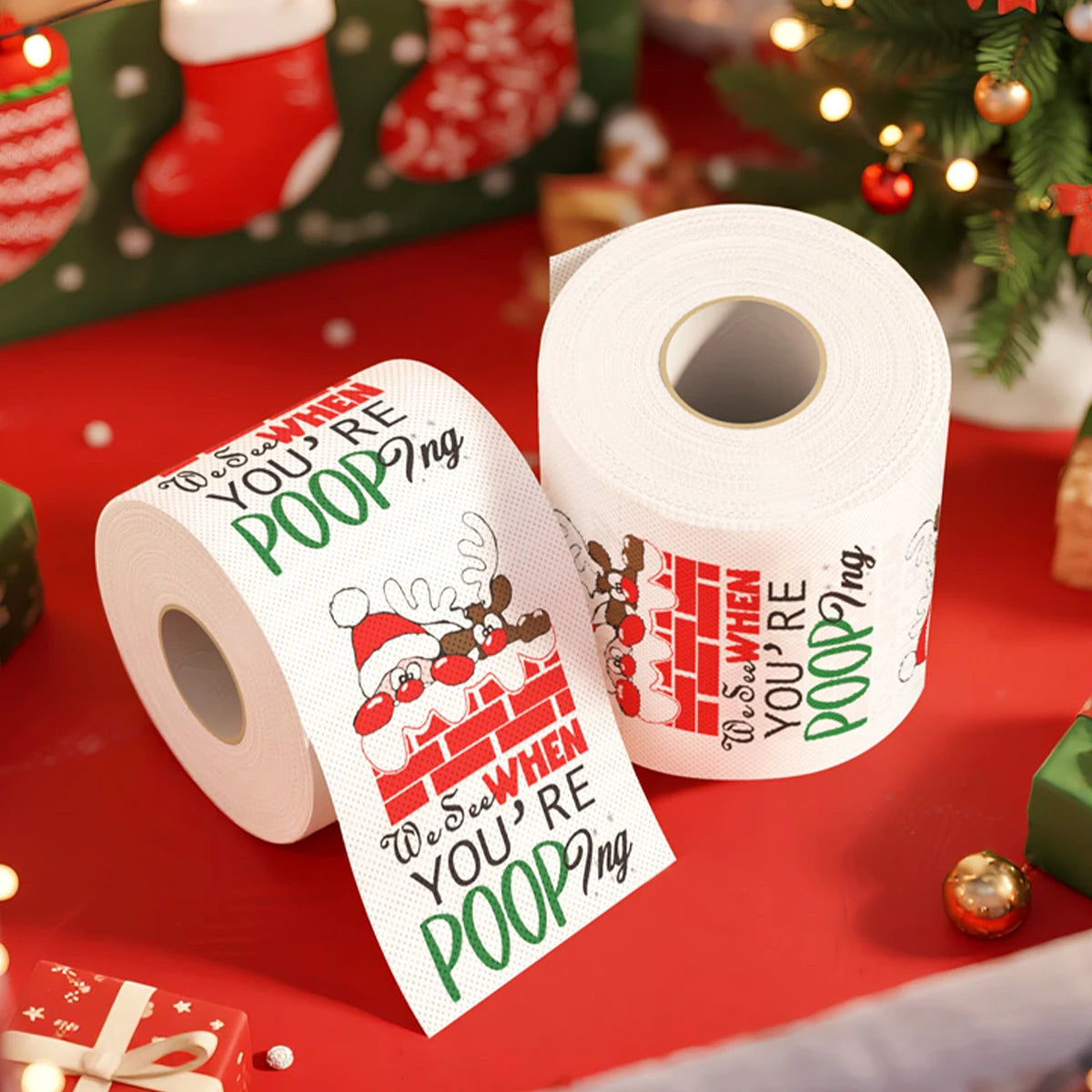 Christmas Printed Toilet Paper Roll – Festive Holiday Tissue