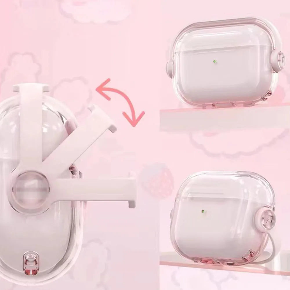 Clear AirPods Case with Security Lock Ring – Candy Color Cover