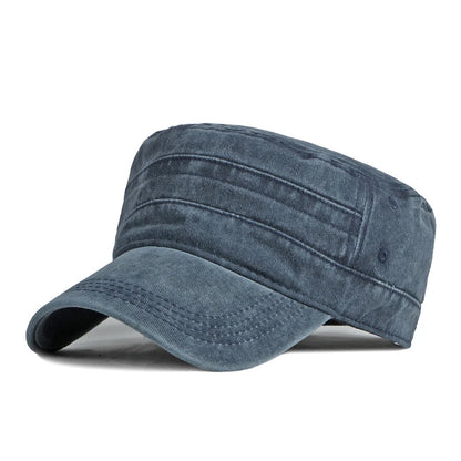 Military Flat Top Cap – Washed Cotton Army Hat for Men & Women