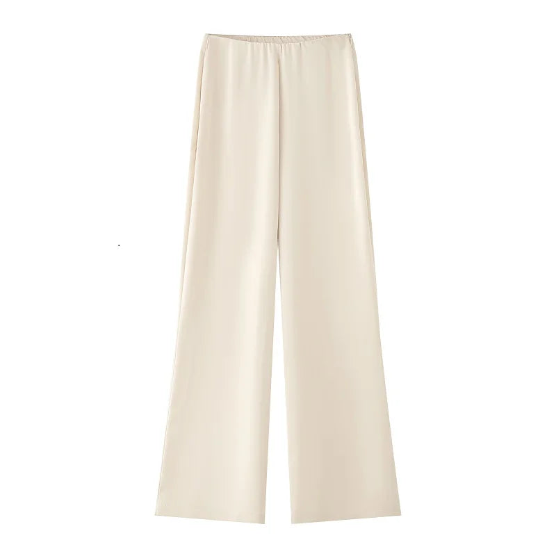 Women's Satin Wide-Leg Pants & Tube Top Set