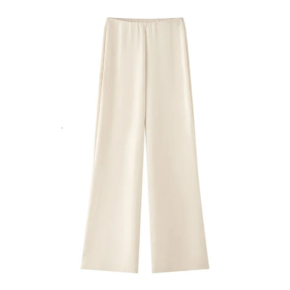 Women's Satin Wide-Leg Pants & Tube Top Set