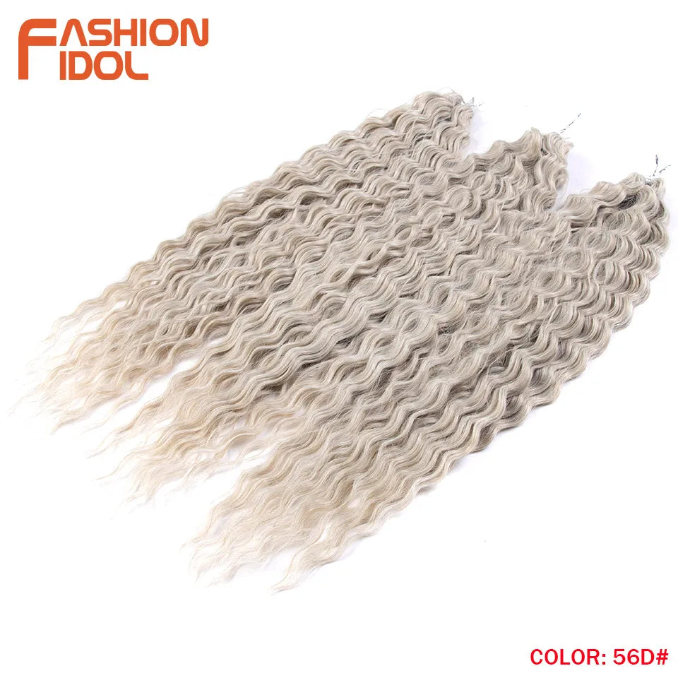 24 Inch Water Wave Crochet Braiding Hair – Synthetic Twist Curly Ombre Extensions