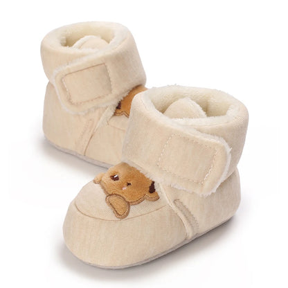 Baby Bear Booties – Soft Cotton First Walker Shoes 0-18 Months