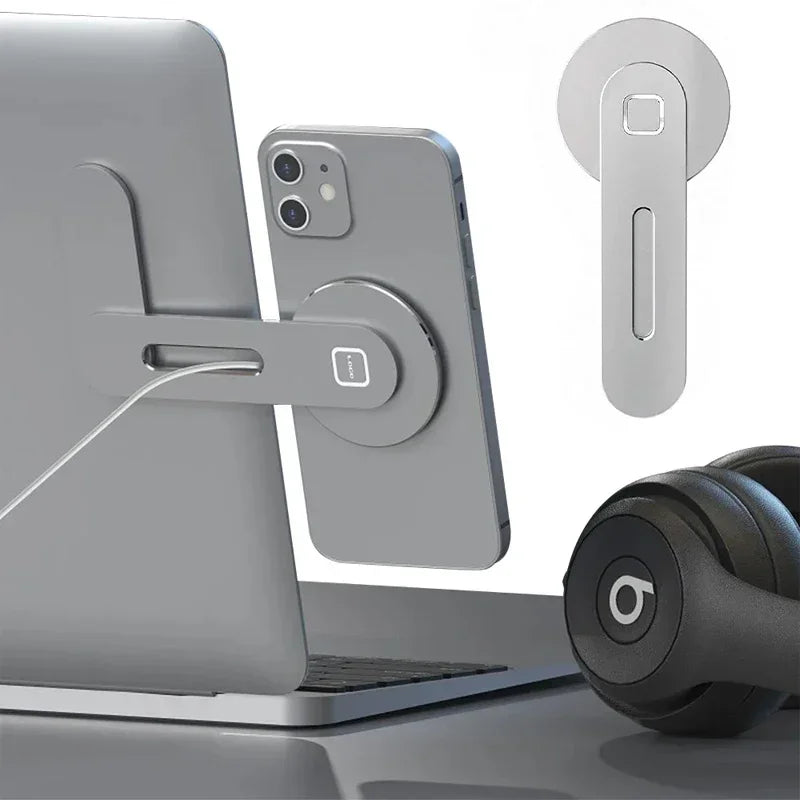 Magnetic Phone Holder for Laptop & Monitor – Slim Foldable Side Mount