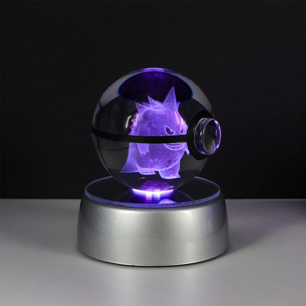 Pokémon Pikachu and Charizard 3D Crystal Poké Ball with LED Base