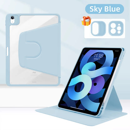 iPad Case 360 Rotatable Transparent Cover – Pro, Air, Mini, 7th–10th Gen