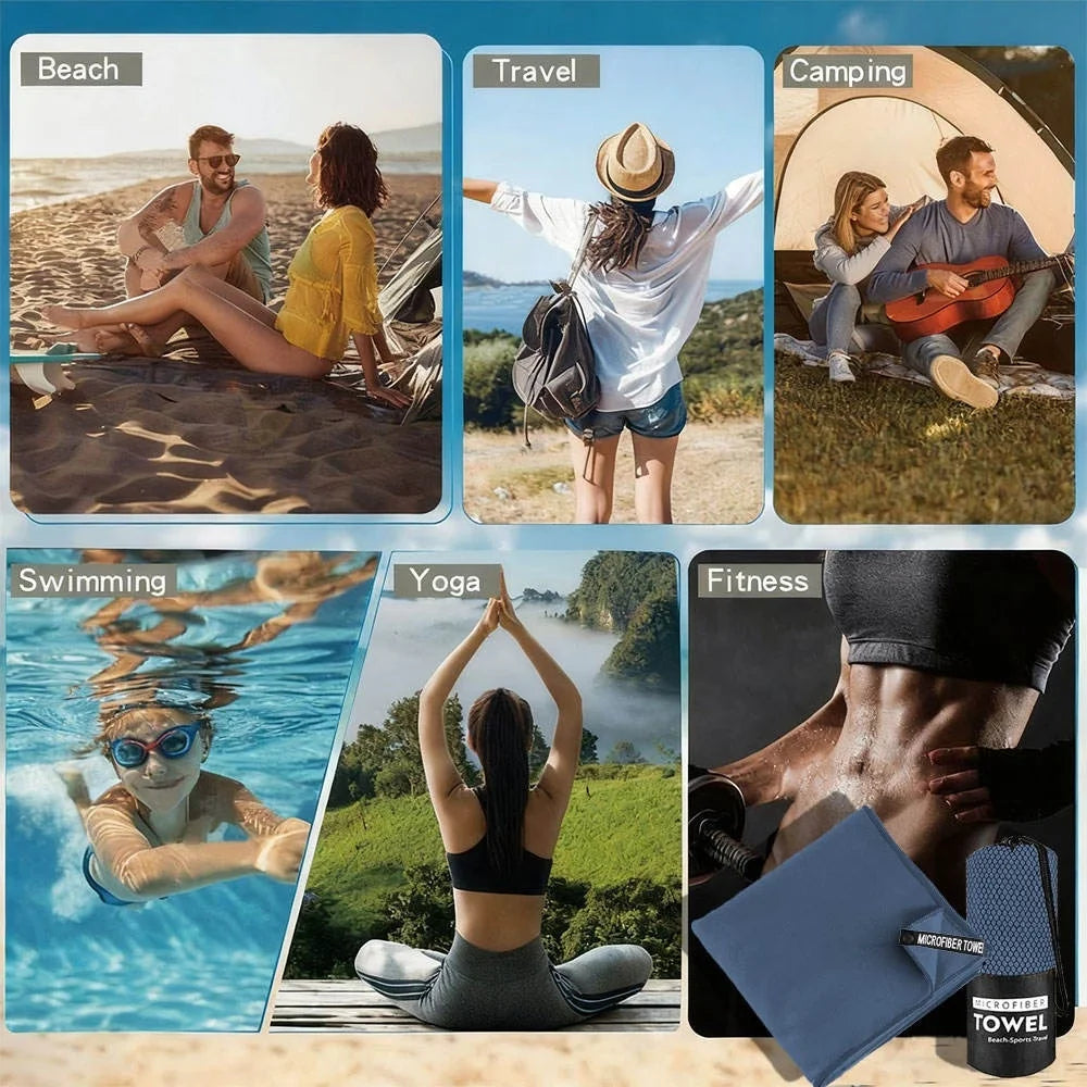 Microfiber Sports Towel Set – Quick Dry, Ultra Soft for Gym, Beach, Yoga & Travel