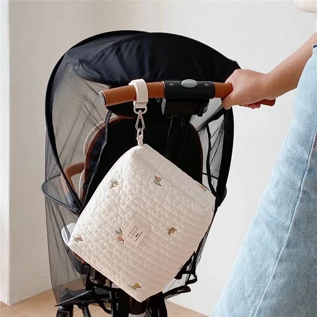 Quilted Embroidery Diaper Bag – Stylish Mummy Shoulder Tote