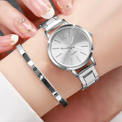 Women's Quartz Watch & Cuff Bracelet Set – 2 Piece