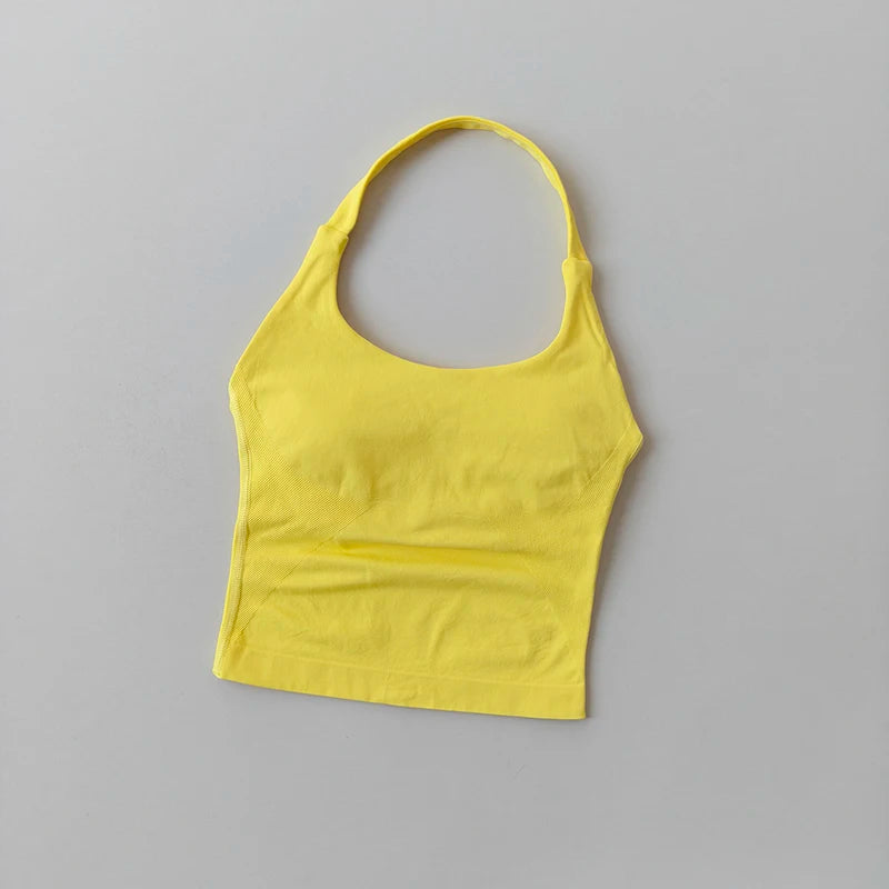 Women's Halter Neck High Support Sports Bra – Backless Yoga Top