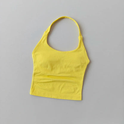 Women's Halter Neck High Support Sports Bra – Backless Yoga Top