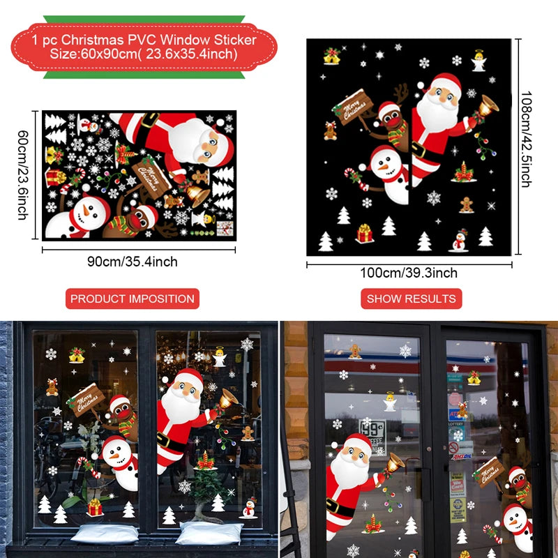 Christmas Wall & Window Sticker – PVC Holiday Decal for Home & Kids Room