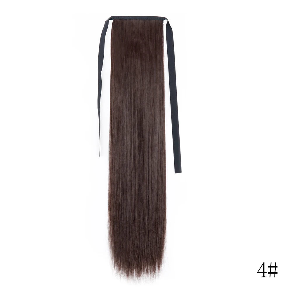 Wrap Around Ponytail Extension Synthetic Straight Hair 22-34 Inch