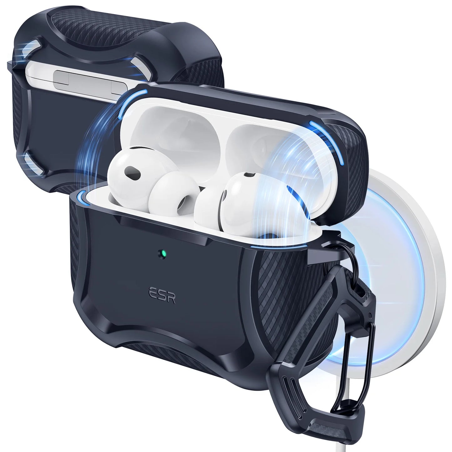 ESR AirPods Pro Case – Heavy-Duty Drop Protection with Carabiner Clip