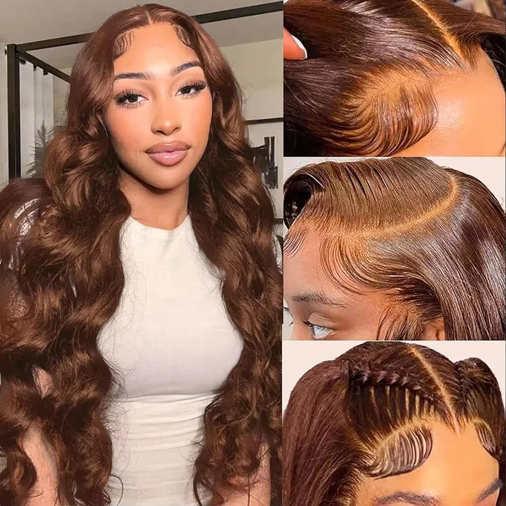 HD Lace Front Human Hair Wig – Body Wave 13x4 & 13x6 Chocolate Brown