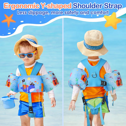 Kids Swim Vest Toddler Floatie Jacket with Arm Bands & Adjustable Straps