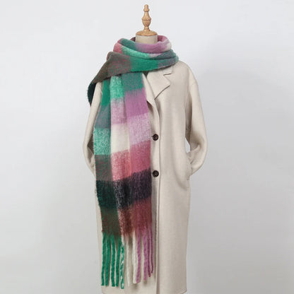 Women's Thick Winter Scarf – Colorblock Cashmere Shawl Wrap