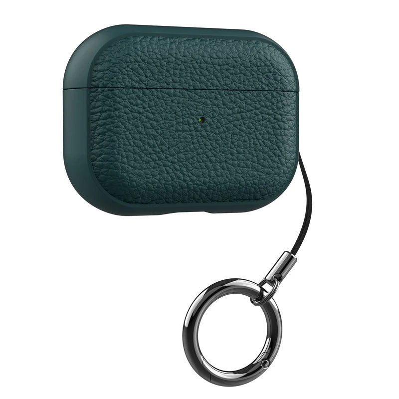 Leather Texture AirPods Case with Carabiner Ring