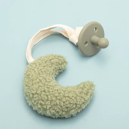 Sherpa Pacifier Clip Star Moon Baby Dummy Holder