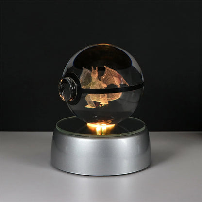 Pokémon Pikachu and Charizard 3D Crystal Poké Ball with LED Base