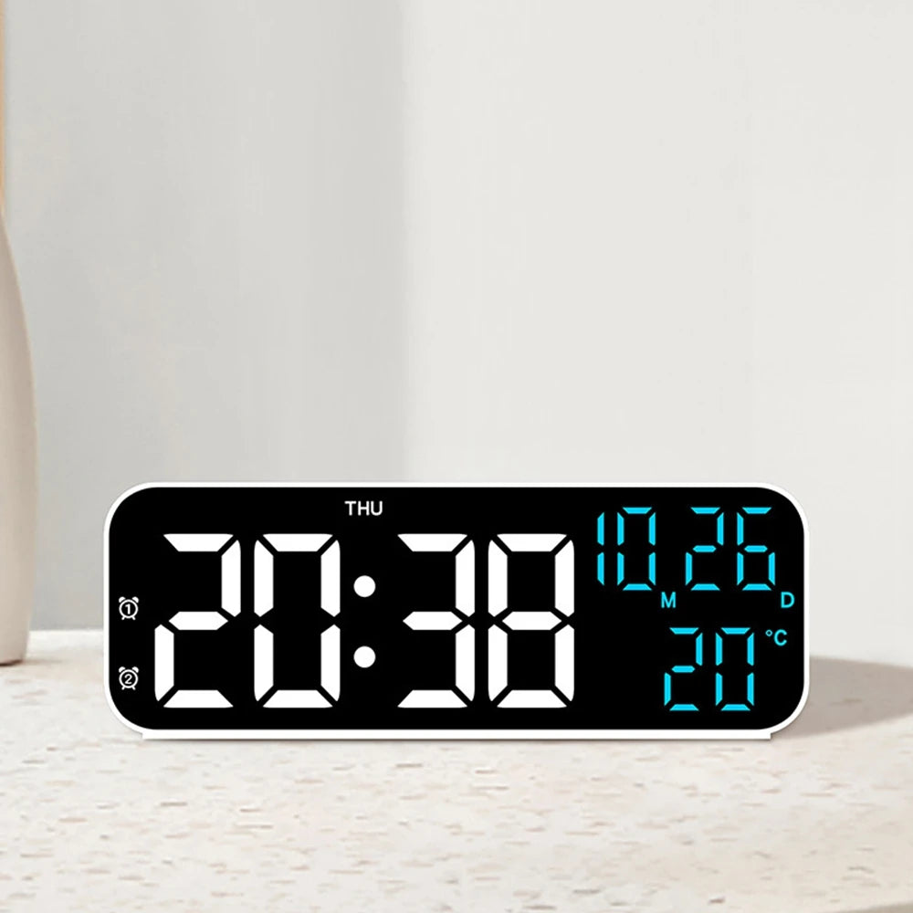 Digital LED Alarm Clock with Temperature & Date Display
