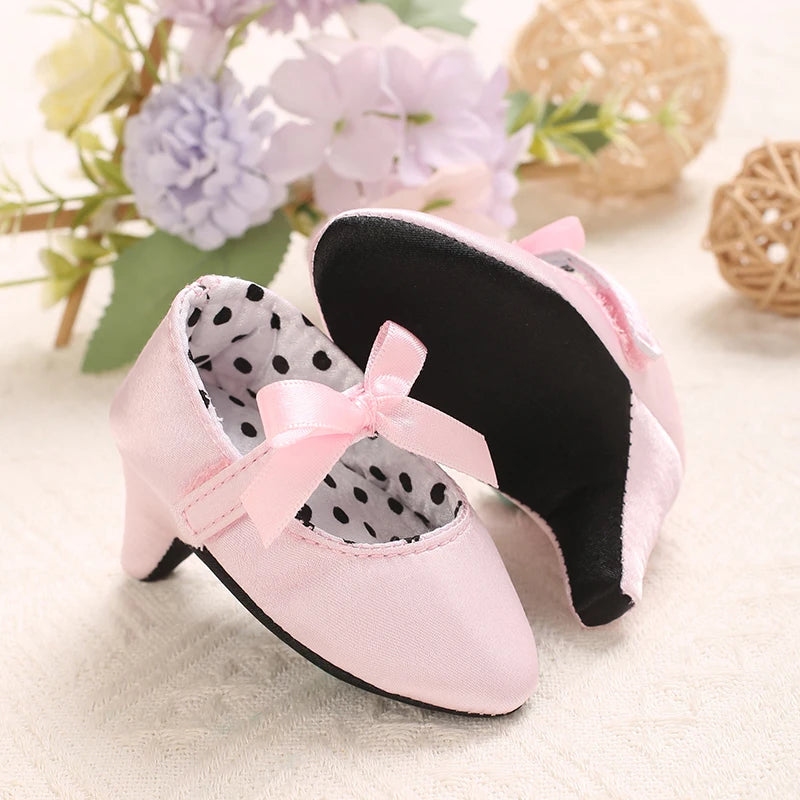 Baby Girl Heel Shoes – Princess Bow Crib Shoes for Newborns 0-12M