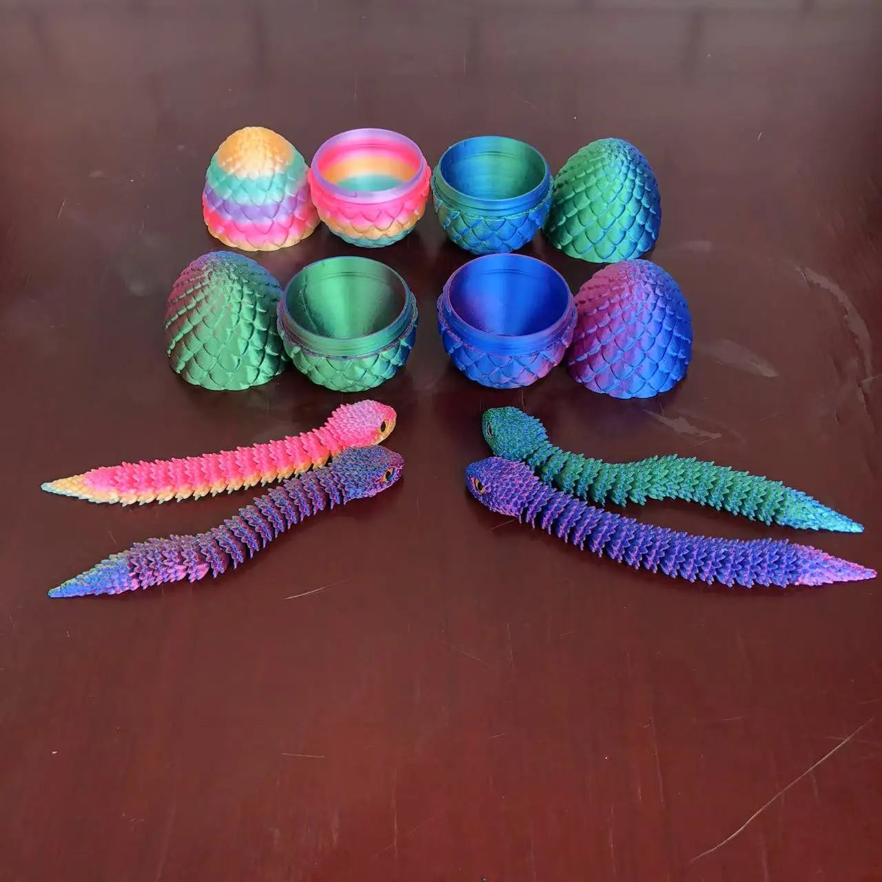 3D Printed Snake Egg Articulated Figurine – Desk Toy & Gift
