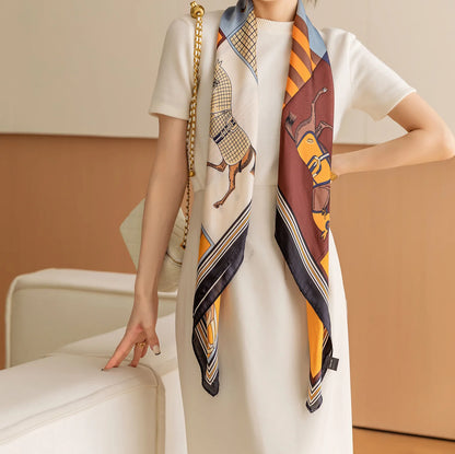 Silk-Feel Square Scarf for Women – Vintage Paisley Print Shawl & Head Wrap