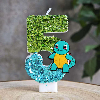 Pokemon Birthday Cake Number Candles – Glitter Anime Figure Decoration