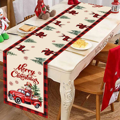 Christmas Table Runner – Festive Gnome & Santa Holiday Tablecloth