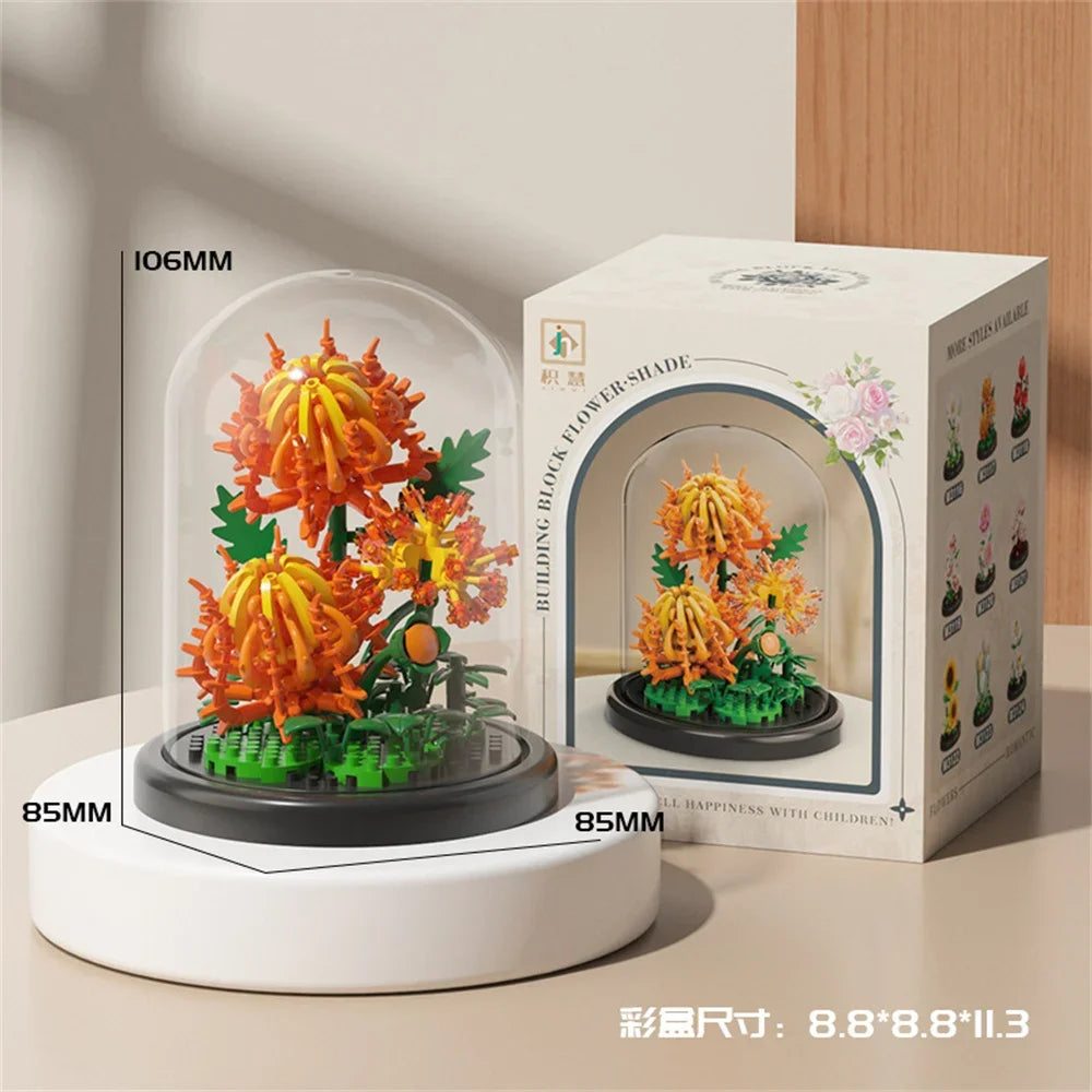 Flower Bouquet Micro Building Blocks – Bonsai Home Decor Puzzle
