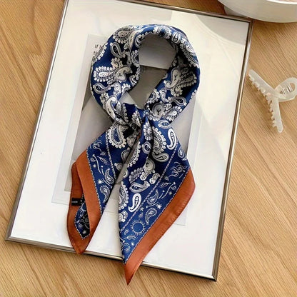 Faux Silk Square Scarf – Elegant Printed Shawl for Women