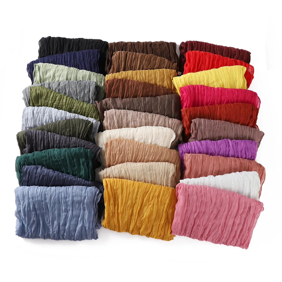 Women's Crinkle Cotton Voile Scarf – Lightweight Solid Color Shawl
