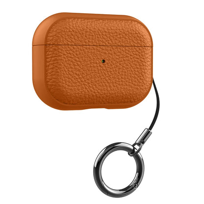 Leather Texture AirPods Case with Carabiner Ring