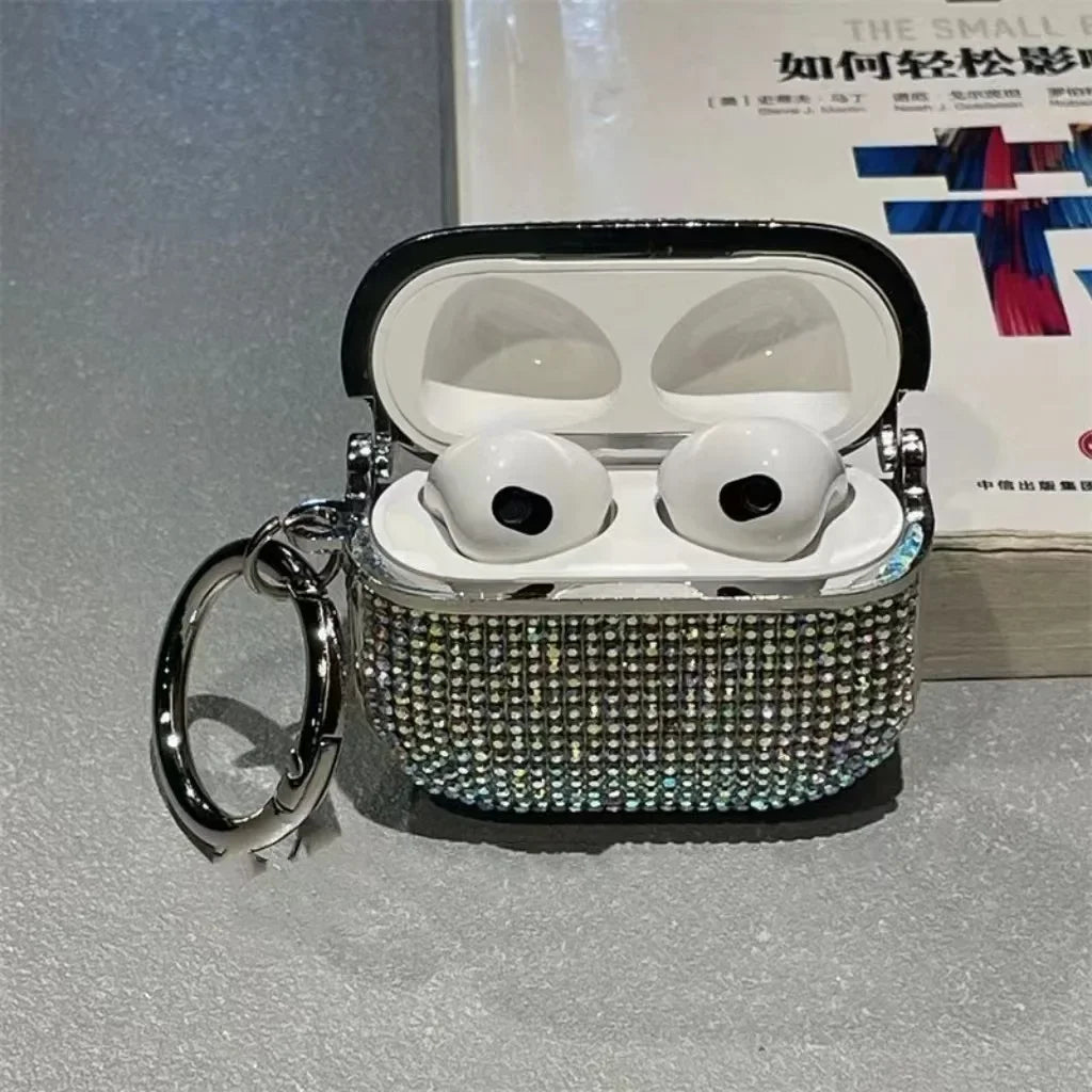 Rhinestone Bling AirPods Case with Keychain – Glitter Cover for Women