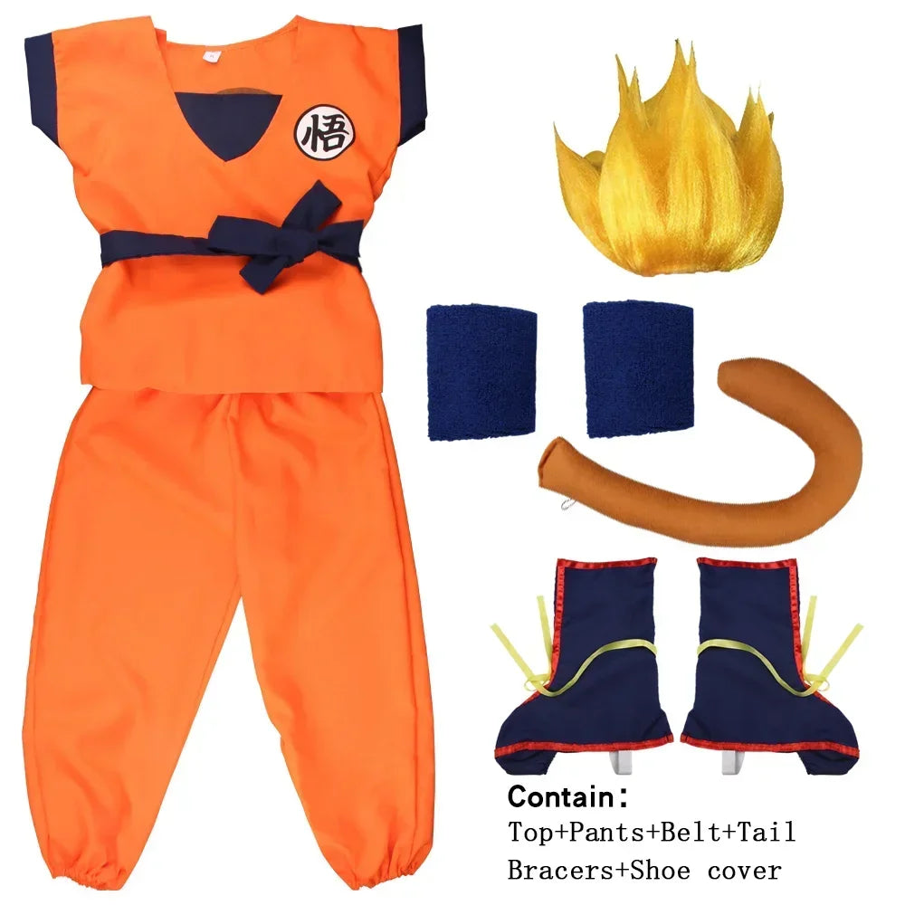 Son Goku Costume Set with Tail – Dragon Ball Cosplay for Kids & Adults