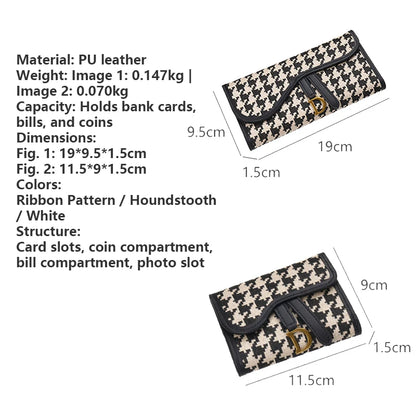 Women's Vintage Houndstooth Wallet – D-Clip Coin Purse & Card Holder