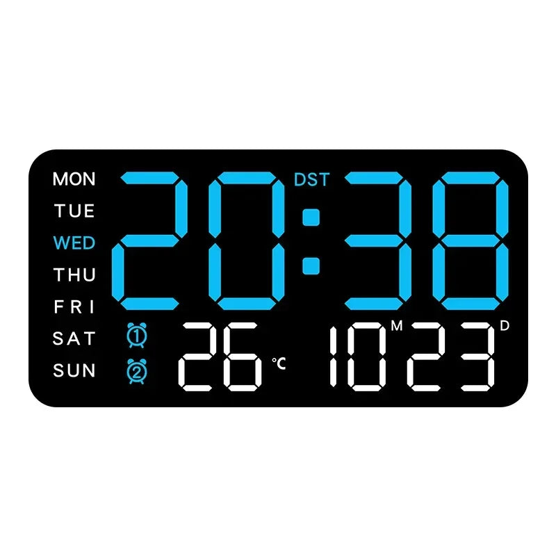 LED Digital Mirror Clock with Alarm, Temperature & Remote