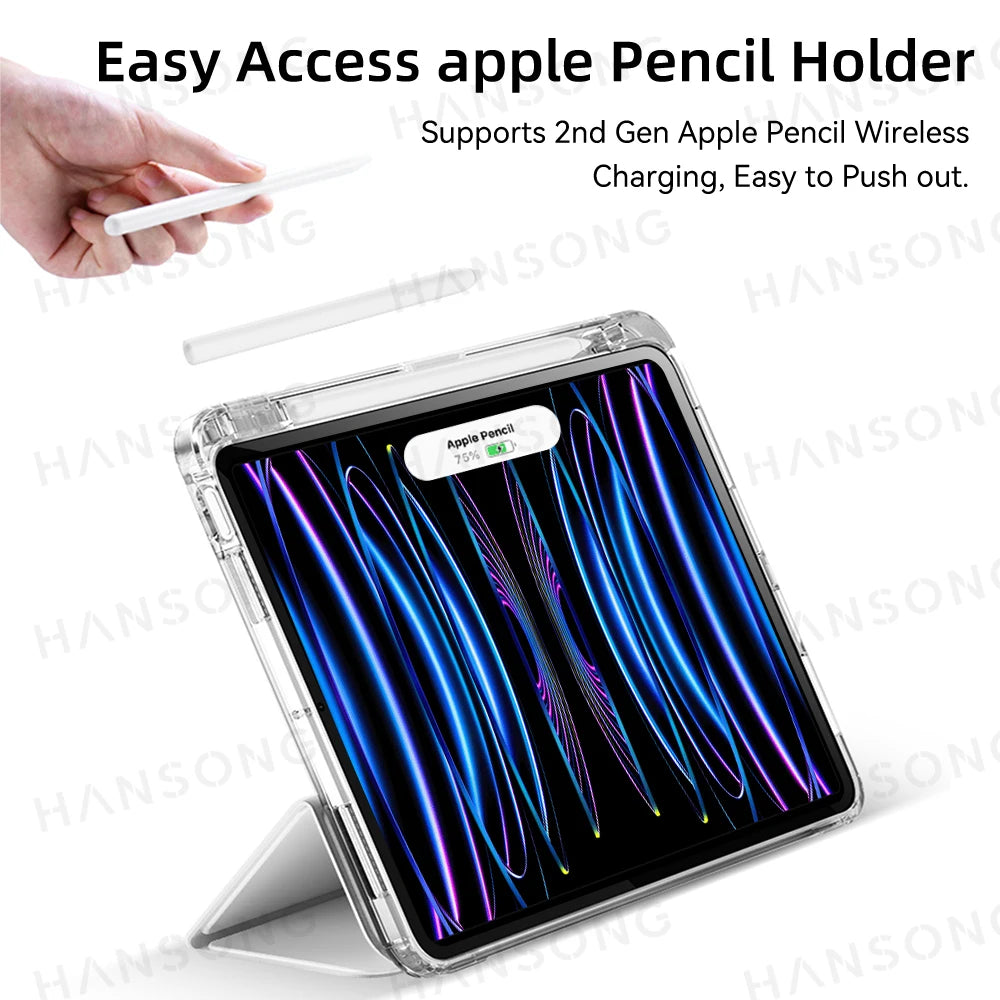 iPad Case with Clear Back – Smart Tri-Fold Folio Cover