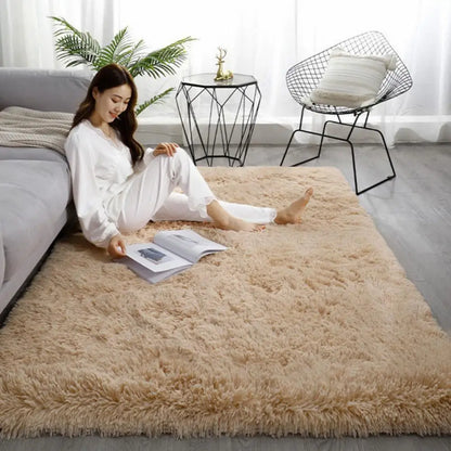 Tie-Dye Fluffy Plush Area Rug – Soft Shaggy Carpet for Living Room & Kids