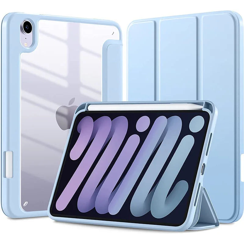 iPad Clear Back Case with Pencil Holder & Stand