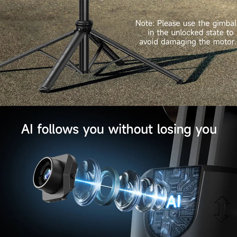 360° Gimbal Stabilizer Selfie Stick Tripod with Bluetooth Shutter