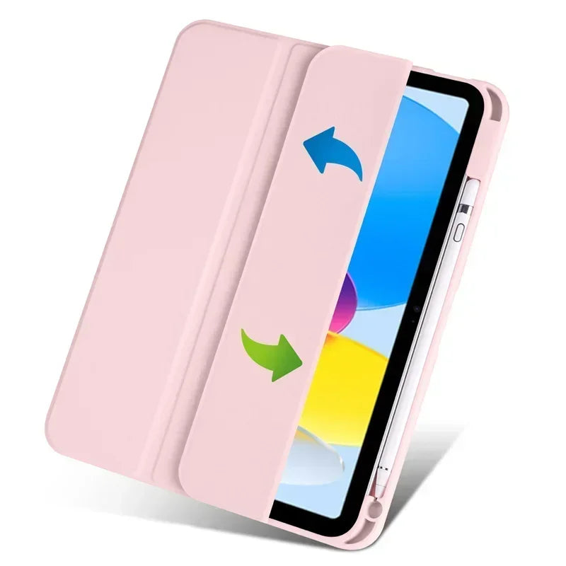 iPad Case with Pencil Holder - Trifold Clear Acrylic Back Cover