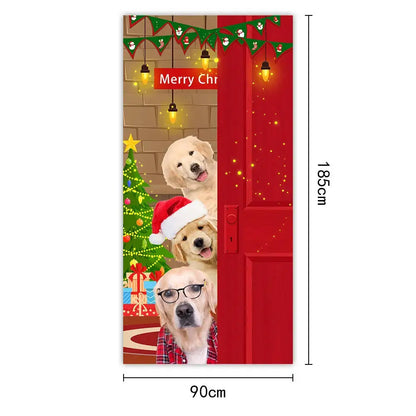 Christmas Door Cover – Santa Claus Holiday Decoration 35x73in