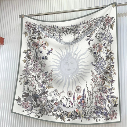 Luxury Silk Square Scarf Women Floral Paisley Print 90cm