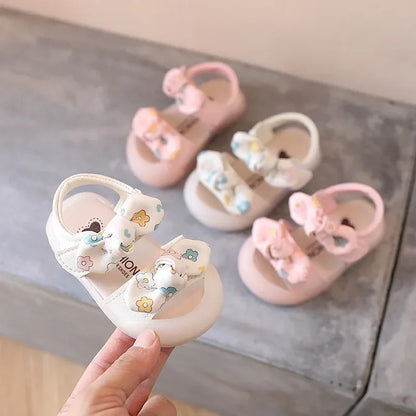 Baby Girl Floral Bow Sandals – Soft Sole Princess Summer Shoes