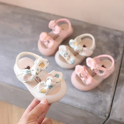 Baby Girl Floral Bow Sandals – Soft Sole Princess Summer Shoes