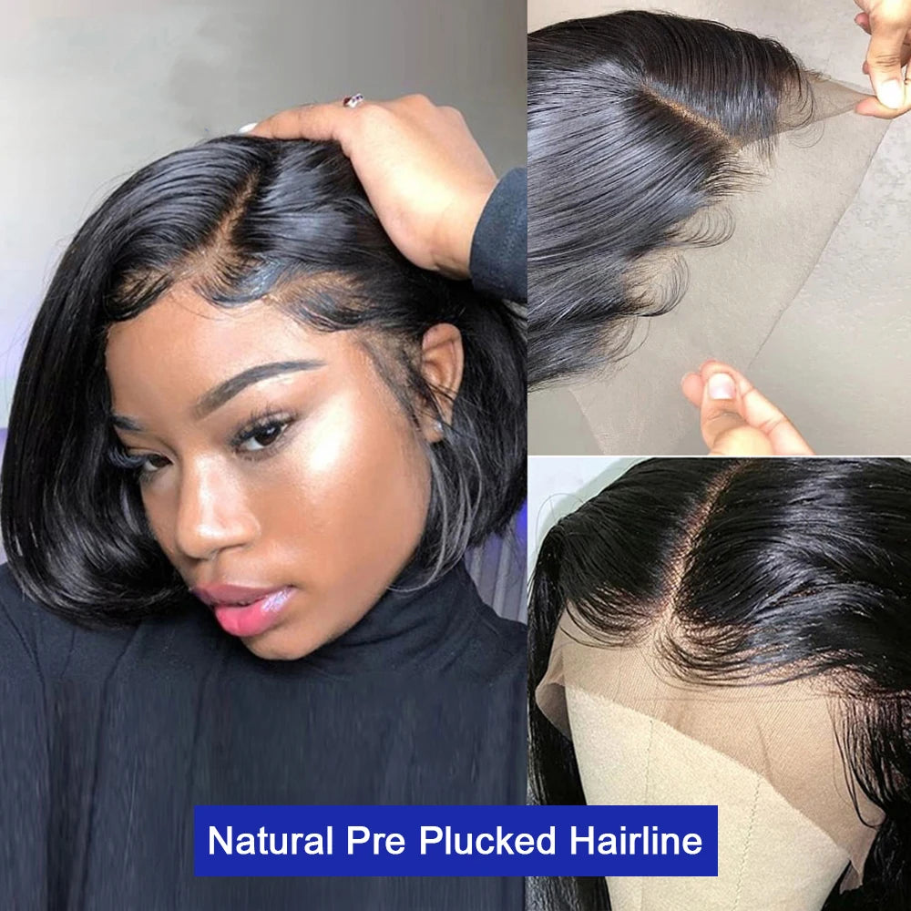 Bone Straight Short Bob HD Lace Front Human Hair Wig 13x4 13x6