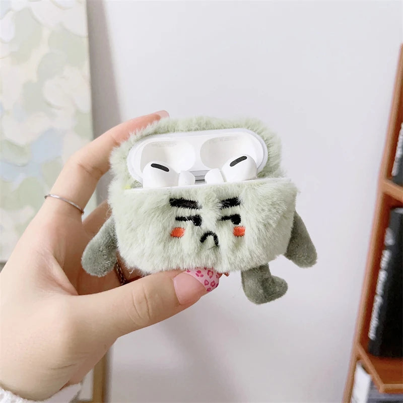 Cute Plush Monster AirPods Case – Fluffy Cartoon Cover